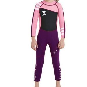 KIDS Pink and Purple Full-Body Wetsuit DIVE & SAIL, KIDS SIZE XL